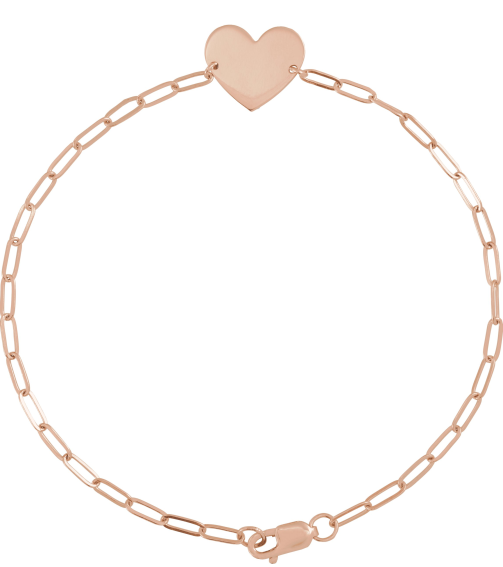 Brc908 Bracelet 14K Rose 11 X 11 Mm 7 In Polished Engravable Heart Bracelet