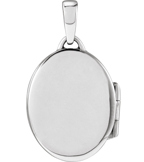 57868 Pendant 14K White 24 X 13.75 Mm Polished Oval Locket