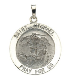 R5052 Pendant 14K White 22 Mm Polished Round St. Michael Medal