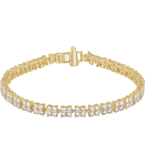 Brc921 Bracelet Set 14K Yellow Round Lab-Grown Diamond Lab-Grown Diamond 2.2Mm 5 13 Ctw Si1-Si2, G-H 7 14 In Polished 5 13 Ctw Lab-Grown Diamond Cluster Line Bracelet