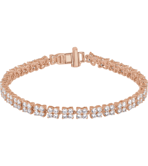 Brc921 Bracelet Set 14K Rose Round Lab-Grown Diamond Lab-Grown Diamond 2.2Mm 5 13 Ctw Si1-Si2, G-H 7 14 In Polished 5 13 Ctw Lab-Grown Diamond Cluster Line Bracelet