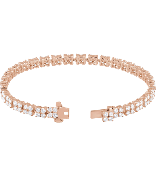Brc921 Bracelet Set 14K Rose Round Lab-Grown Diamond Lab-Grown Diamond 2.2Mm 5 13 Ctw Si1-Si2, G-H 7 14 In Polished 5 13 Ctw Lab-Grown Diamond Cluster Line Bracelet