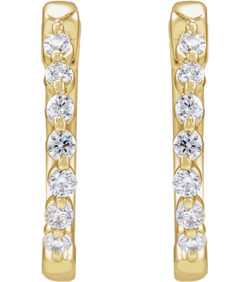 688989 Earring Set 14K Yellow 15.3 Mm 2 Mm Lab-Grown Diamond Round 1.5Mm 15 Ctw Si1-Si2, Gh Pair Hinged Polished 15 Ctw Lab-Grown Diamond Hoop Earrings