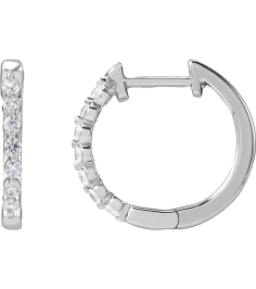 688989 Earring Set 14K White 15.3 Mm 2 Mm Lab-Grown Diamond Round 1.5Mm 15 Ctw Si1-Si2, Gh Pair Hinged Polished 15 Ctw Lab-Grown Diamond Hoop Earrings