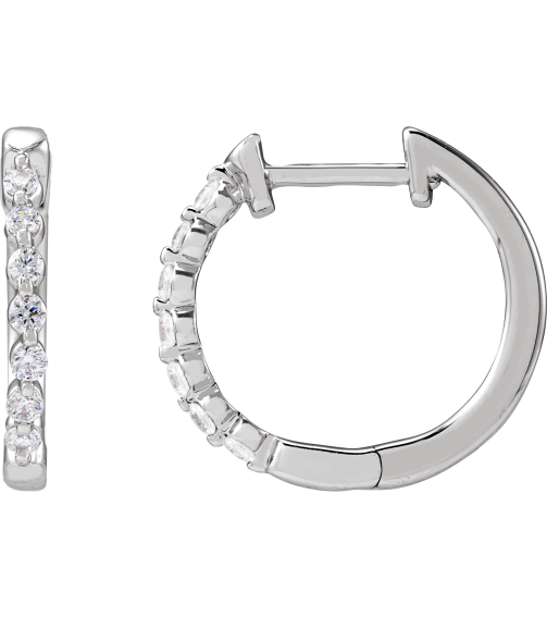 688989 Earring Set 14K White 15.3 Mm 2 Mm Lab-Grown Diamond Round 1.5Mm 15 Ctw Si1-Si2, Gh Pair Hinged Polished 15 Ctw Lab-Grown Diamond Hoop Earrings