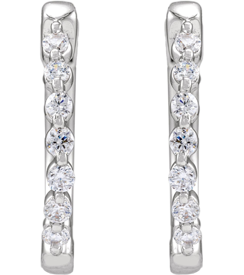 688989 Earring Set 14K White 15.3 Mm 2 Mm Lab-Grown Diamond Round 1.5Mm 15 Ctw Si1-Si2, Gh Pair Hinged Polished 15 Ctw Lab-Grown Diamond Hoop Earrings
