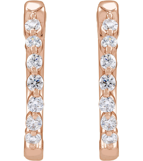 688989 Earring Set 14K Rose 15.3 Mm 2 Mm Lab-Grown Diamond Round 1.5Mm 15 Ctw Si1-Si2, Gh Pair Hinged Polished 15 Ctw Lab-Grown Diamond Hoop Earrings