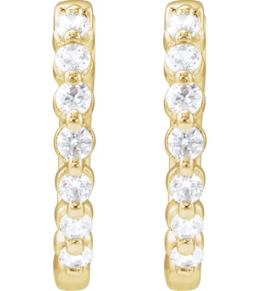 688989 Earring Set 14K Yellow 15.9 Mm 2 Mm Lab-Grown Diamond Round 1.8Mm 13 Ctw Si1-Si2, Gh Pair Hinged Polished 13 Ctw Lab-Grown Diamond Hoop Earrings