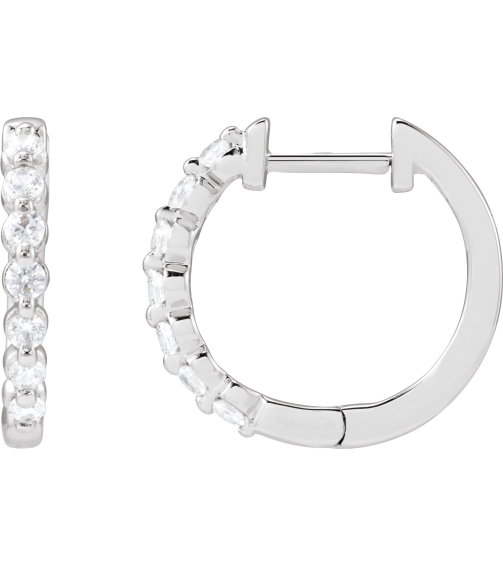 688989 Earring Set 14K White 15.9 Mm 2 Mm Lab-Grown Diamond Round 1.8Mm 13 Ctw Si1-Si2, Gh Pair Hinged Polished 13 Ctw Lab-Grown Diamond Hoop Earrings
