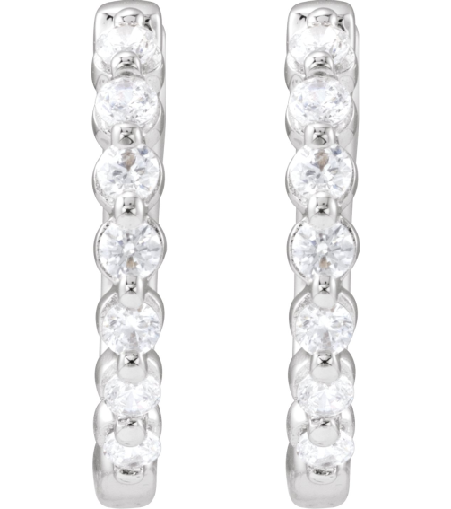 688989 Earring Set 14K White 15.9 Mm 2 Mm Lab-Grown Diamond Round 1.8Mm 13 Ctw Si1-Si2, Gh Pair Hinged Polished 13 Ctw Lab-Grown Diamond Hoop Earrings