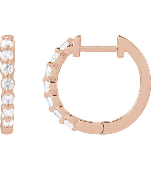 688989 Earring Set 14K Rose 15.9 Mm 2 Mm Lab-Grown Diamond Round 1.8Mm 13 Ctw Si1-Si2, Gh Pair Hinged Polished 13 Ctw Lab-Grown Diamond Hoop Earrings