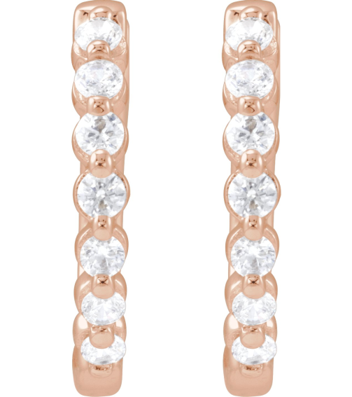688989 Earring Set 14K Rose 15.9 Mm 2 Mm Lab-Grown Diamond Round 1.8Mm 13 Ctw Si1-Si2, Gh Pair Hinged Polished 13 Ctw Lab-Grown Diamond Hoop Earrings