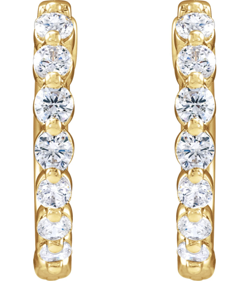 688989 Earring Set 14K Yellow 16 Mm 2 Mm Lab-Grown Diamond Round 2.1Mm 12 Ctw Si1-Si2, Gh Pair Hinged Polished 12 Ctw Lab-Grown Diamond Hoop Earrings