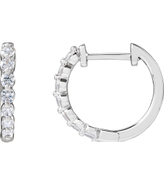 688989 Earring Set 14K White 16 Mm 2 Mm Lab-Grown Diamond Round 2.1Mm 12 Ctw Si1-Si2, Gh Pair Hinged Polished 12 Ctw Lab-Grown Diamond Hoop Earrings