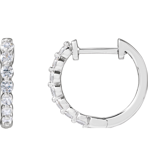 688989 Earring Set 14K White 16 Mm 2 Mm Lab-Grown Diamond Round 2.1Mm 12 Ctw Si1-Si2, Gh Pair Hinged Polished 12 Ctw Lab-Grown Diamond Hoop Earrings