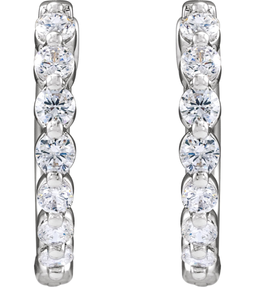 688989 Earring Set 14K White 16 Mm 2 Mm Lab-Grown Diamond Round 2.1Mm 12 Ctw Si1-Si2, Gh Pair Hinged Polished 12 Ctw Lab-Grown Diamond Hoop Earrings