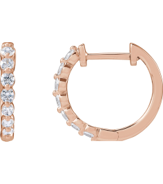 688989 Earring Set 14K Rose 16 Mm 2 Mm Lab-Grown Diamond Round 2.1Mm 12 Ctw Si1-Si2, Gh Pair Hinged Polished 12 Ctw Lab-Grown Diamond Hoop Earrings