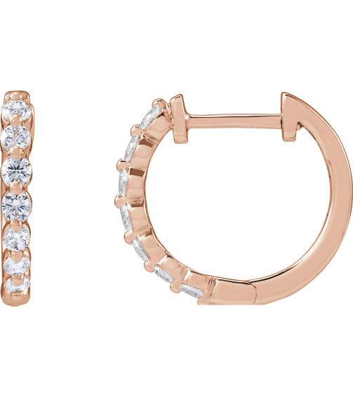 688989 Earring Set 14K Rose 16 Mm 2 Mm Lab-Grown Diamond Round 2.1Mm 12 Ctw Si1-Si2, Gh Pair Hinged Polished 12 Ctw Lab-Grown Diamond Hoop Earrings