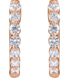 688989 Earring Set 14K Rose 16 Mm 2 Mm Lab-Grown Diamond Round 2.1Mm 12 Ctw Si1-Si2, Gh Pair Hinged Polished 12 Ctw Lab-Grown Diamond Hoop Earrings