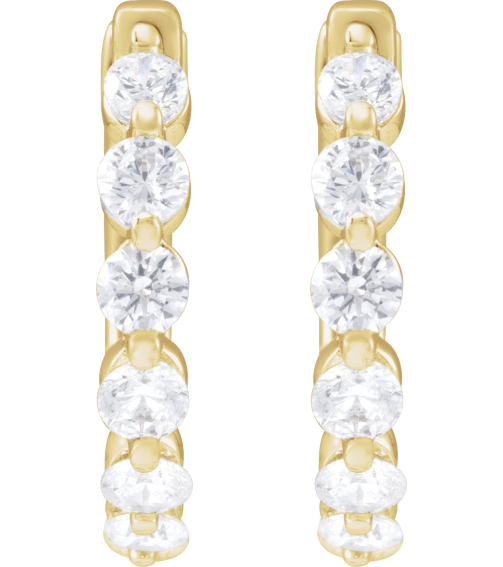688989 Earring Set 14K Yellow 15.7 Mm 2 Mm Lab-Grown Diamond Round 2.4Mm 34 Ctw Si1-Si2, Gh Pair Hinged Polished 34 Ctw Lab-Grown Diamond Hoop Earrings