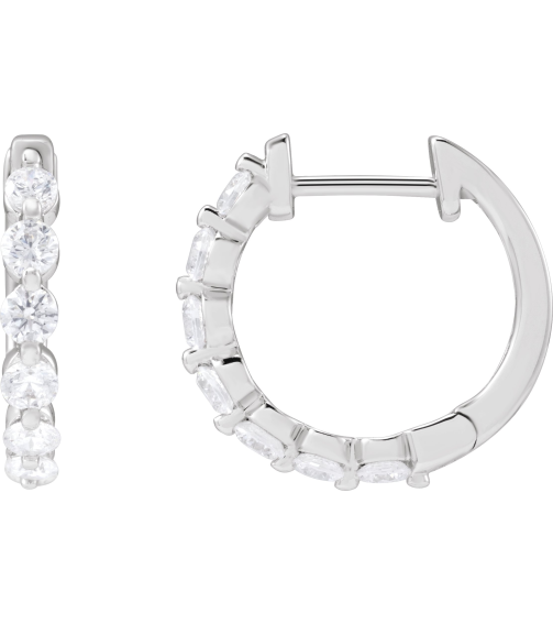 688989 Earring Set 14K White 15.7 Mm 2 Mm Lab-Grown Diamond Round 2.4Mm 34 Ctw Si1-Si2, Gh Pair Hinged Polished 34 Ctw Lab-Grown Diamond Hoop Earrings