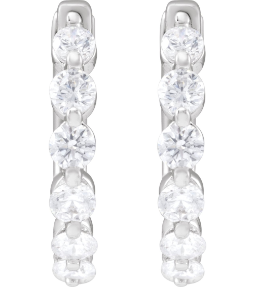 688989 Earring Set 14K White 15.7 Mm 2 Mm Lab-Grown Diamond Round 2.4Mm 34 Ctw Si1-Si2, Gh Pair Hinged Polished 34 Ctw Lab-Grown Diamond Hoop Earrings