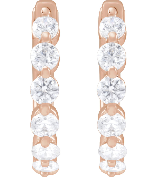 688989 Earring Set 14K Rose 15.7 Mm 2 Mm Lab-Grown Diamond Round 2.4Mm 34 Ctw Si1-Si2, Gh Pair Hinged Polished 34 Ctw Lab-Grown Diamond Hoop Earrings