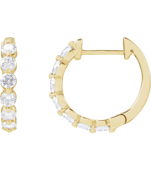 688989 Earring Set 14K Yellow 17 Mm 2 Mm Lab-Grown Diamond Round 2.6Mm 1 Ctw Si1-Si2, Gh Pair Hinged Polished 1 Ctw Lab-Grown Diamond Hoop Earrings