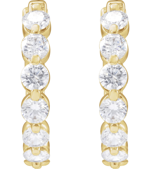 688989 Earring Set 14K Yellow 17 Mm 2 Mm Lab-Grown Diamond Round 2.6Mm 1 Ctw Si1-Si2, Gh Pair Hinged Polished 1 Ctw Lab-Grown Diamond Hoop Earrings