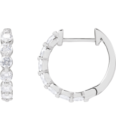 688989 Earring Set 14K White 17 Mm 2 Mm Lab-Grown Diamond Round 2.6Mm 1 Ctw Si1-Si2, Gh Pair Hinged Polished 1 Ctw Lab-Grown Diamond Hoop Earrings