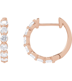 688989 Earring Set 14K Rose 17 Mm 2 Mm Lab-Grown Diamond Round 2.6Mm 1 Ctw Si1-Si2, Gh Pair Hinged Polished 1 Ctw Lab-Grown Diamond Hoop Earrings