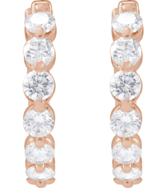688989 Earring Set 14K Rose 17 Mm 2 Mm Lab-Grown Diamond Round 2.6Mm 1 Ctw Si1-Si2, Gh Pair Hinged Polished 1 Ctw Lab-Grown Diamond Hoop Earrings