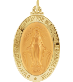 R5020 Pendant 14K Yellow 26 X 18 Mm Polished Oval Miraculous Medal