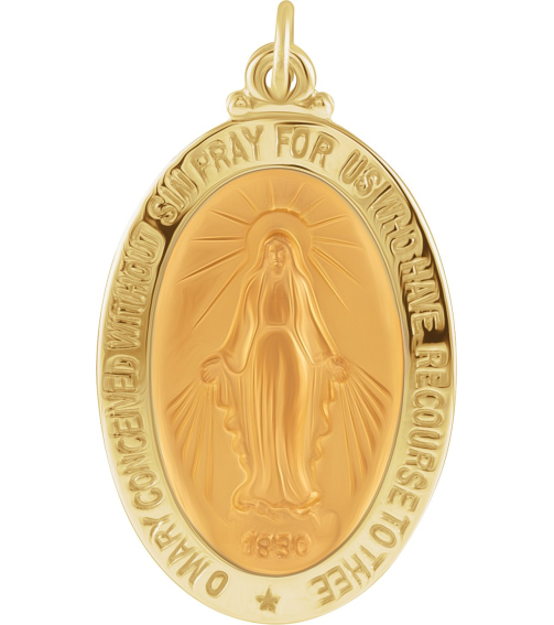 R5020 Pendant 14K Yellow 26 X 18 Mm Polished Oval Miraculous Medal