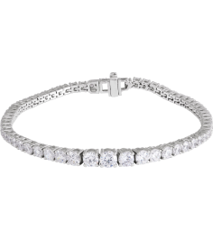Brc923 Bracelet Set 14K White Round Lab-Grown Diamond Lab-Grown Diamond 4.9Mm 6 Ctw Si1-Si2, G-H 7 In Polished 6 Ctw Lab-Grown Diamond Line Bracelet