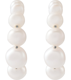 688991 Sterling Silver Set Pearl Cultured White Freshwater Pearl Pair 8 Mm Friction Friction Backs Included Polished Freshwater Pearl Hoop Earrings