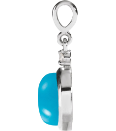 87438 Pendant Set 14K White Round Natural Turquoise 6Mm 0.03 Ct Natural Diamond I1, G-H Polished Natural Turquoise And .03 Ctw Natural Diamond Pendant