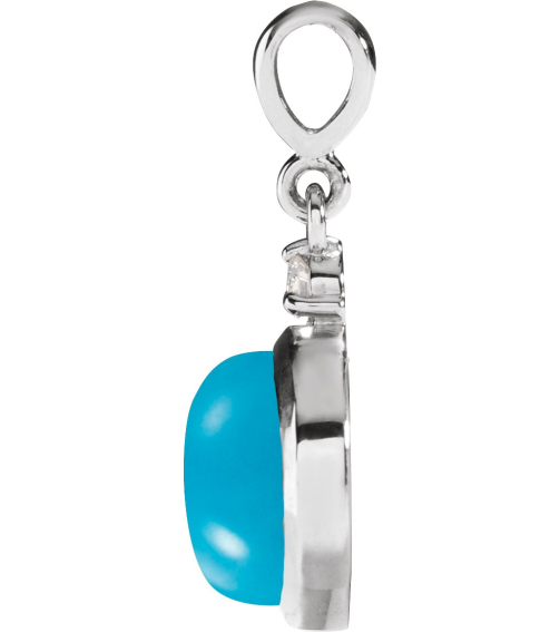 87438 Pendant Set 14K White Round Natural Turquoise 6Mm 0.03 Ct Natural Diamond I1, G-H Polished Natural Turquoise And .03 Ctw Natural Diamond Pendant