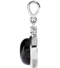 87438 Pendant Set 14K White Round Natural Black Onyx 6Mm 0.03 Ct Natural Diamond I1, G-H Polished Natural Black Onyx And .03 Ctw Natural Diamond Pendant