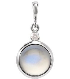 87438 Pendant Set 14K White Round Natural Rainbow Moonstone 6Mm 0.03 Ct Natural Diamond I1, G-H Polished Natural Rainbow Moonstone And .03 Ctw Natural Diamond Pendant