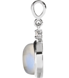 87438 Pendant Set 14K White Round Natural Rainbow Moonstone 6Mm 0.03 Ct Natural Diamond I1, G-H Polished Natural Rainbow Moonstone And .03 Ctw Natural Diamond Pendant