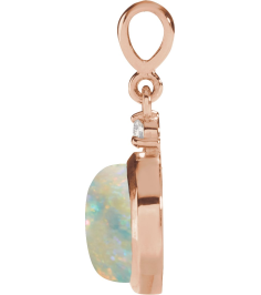 87438 Pendant Set 14K Rose Round Natural White Opal 6Mm 0.03 Ct Natural Diamond I1, G-H Polished Natural White Opal And .03 Ctw Natural Diamond Pendant