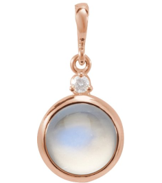 87438 Pendant Set 14K Rose Round Natural Rainbow Moonstone 6Mm 0.03 Ct Natural Diamond I1, G-H Polished Natural Rainbow Moonstone And .03 Ctw Natural Diamond Pendant