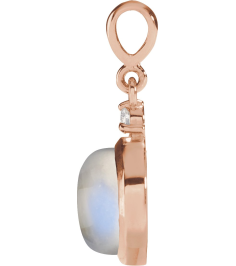87438 Pendant Set 14K Rose Round Natural Rainbow Moonstone 6Mm 0.03 Ct Natural Diamond I1, G-H Polished Natural Rainbow Moonstone And .03 Ctw Natural Diamond Pendant