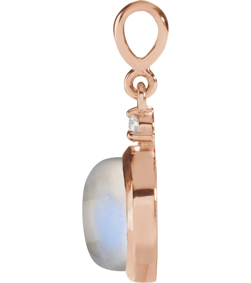 87438 Pendant Set 14K Rose Round Natural Rainbow Moonstone 6Mm 0.03 Ct Natural Diamond I1, G-H Polished Natural Rainbow Moonstone And .03 Ctw Natural Diamond Pendant