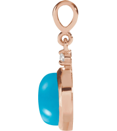 87438 Pendant Set 14K Rose Round Natural Turquoise 6Mm 0.03 Ct Natural Diamond I1, G-H Polished Natural Turquoise And .03 Ctw Natural Diamond Pendant