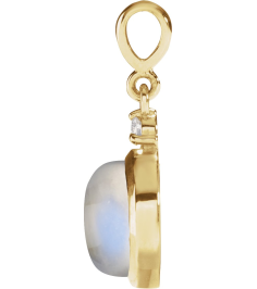 87438 Pendant Set 14K Yellow Round Natural Rainbow Moonstone 6Mm 0.03 Ct Natural Diamond I1, G-H Polished Natural Rainbow Moonstone And .03 Ctw Natural Diamond Pendant
