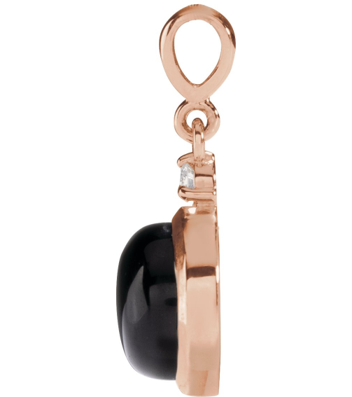 87438 Pendant Set 14K Rose Round Natural Black Onyx 6Mm 0.03 Ct Natural Diamond I1, G-H Polished Natural Black Onyx And .03 Ctw Natural Diamond Pendant