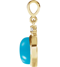 87438 Pendant Set 14K Yellow Round Natural Turquoise 6Mm 0.03 Ct Natural Diamond I1, G-H Polished Natural Turquoise And .03 Ctw Natural Diamond Pendant
