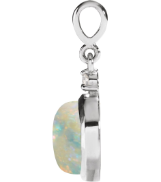87438 Pendant Set 14K White Round Natural White Opal 6Mm 0.03 Ct Natural Diamond I1, G-H Polished Natural White Opal And .03 Ctw Natural Diamond Pendant